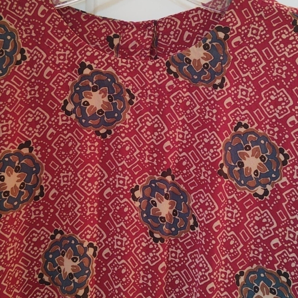 Maggie London silk burgundy print dress size 4 - Picture 3 of 4